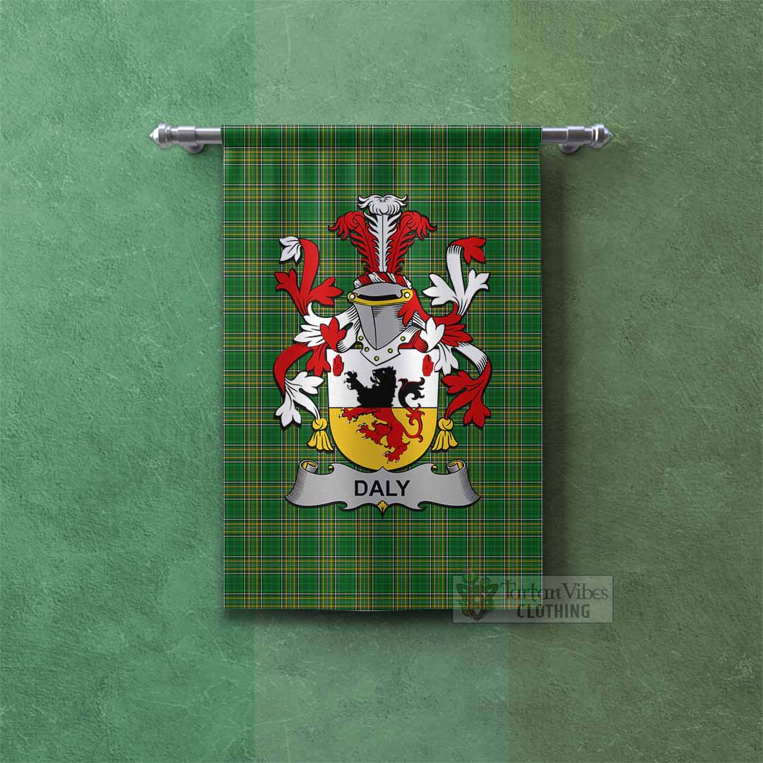 Daly Irish Clan Tartan Gonfalon, Tartan Banner with Coat of Arms Rectangle - Tartan Vibes Clothing