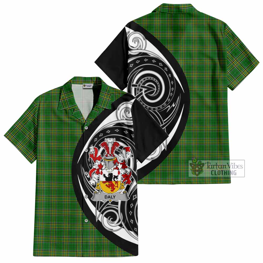 Tartan Vibes Clothing Daly Irish Clan Short Sleeve Button Shirt Celtic Circle Style