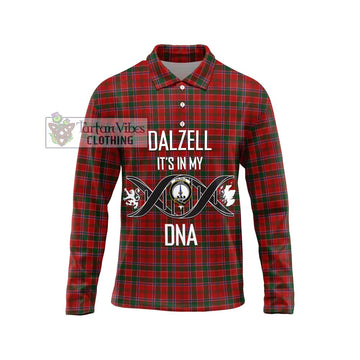Dalzell (Dalziel) Tartan Long Sleeve Polo Shirt with Family Crest DNA In Me Style Unisex - Tartan Vibes Clothing