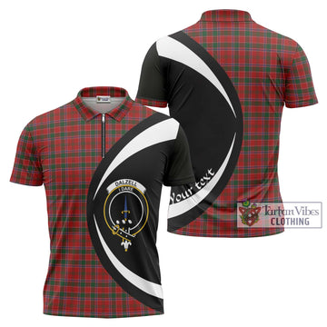 Dalzell (Dalziel) Tartan Zipper Polo Shirt with Family Crest Circle Style Unisex - Tartan Vibes Clothing