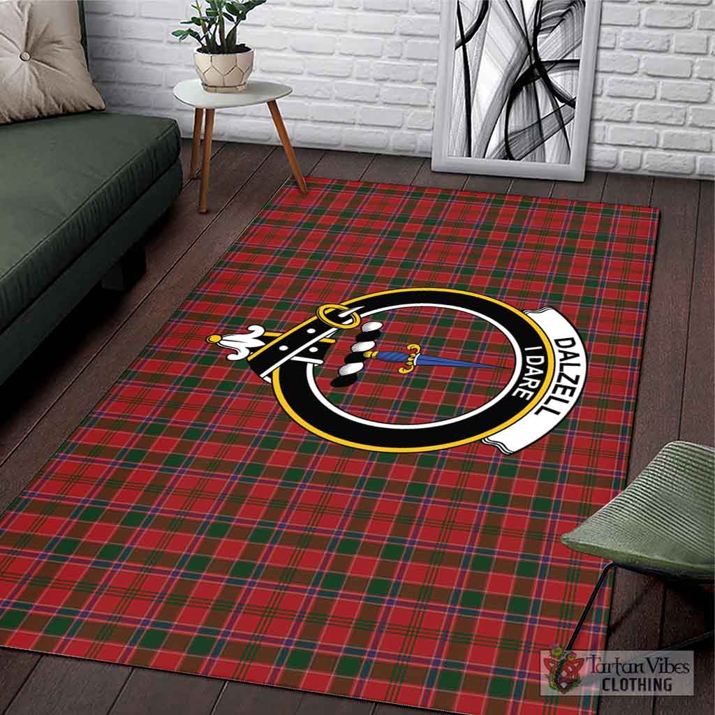 Dalzell (Dalziel) Tartan Area Rug with Family Crest L 59*86 inch (150x220 cm) - Tartan Vibes Clothing