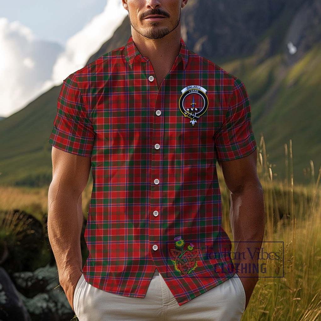 Dalzell (Dalziel) Tartan Cotton Hawaiian Shirt with Family Crest Kid - Tartan Vibes Clothing