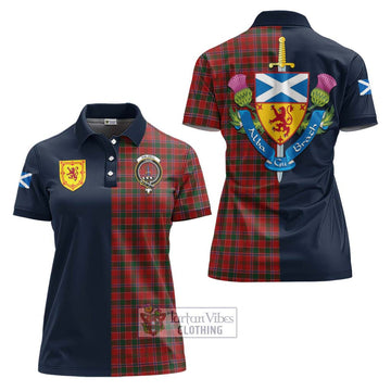 Dalzell (Dalziel) Tartan Women's Polo Shirt Alba with Scottish Lion Royal Arm Half Style Women - Tartan Vibes Clothing