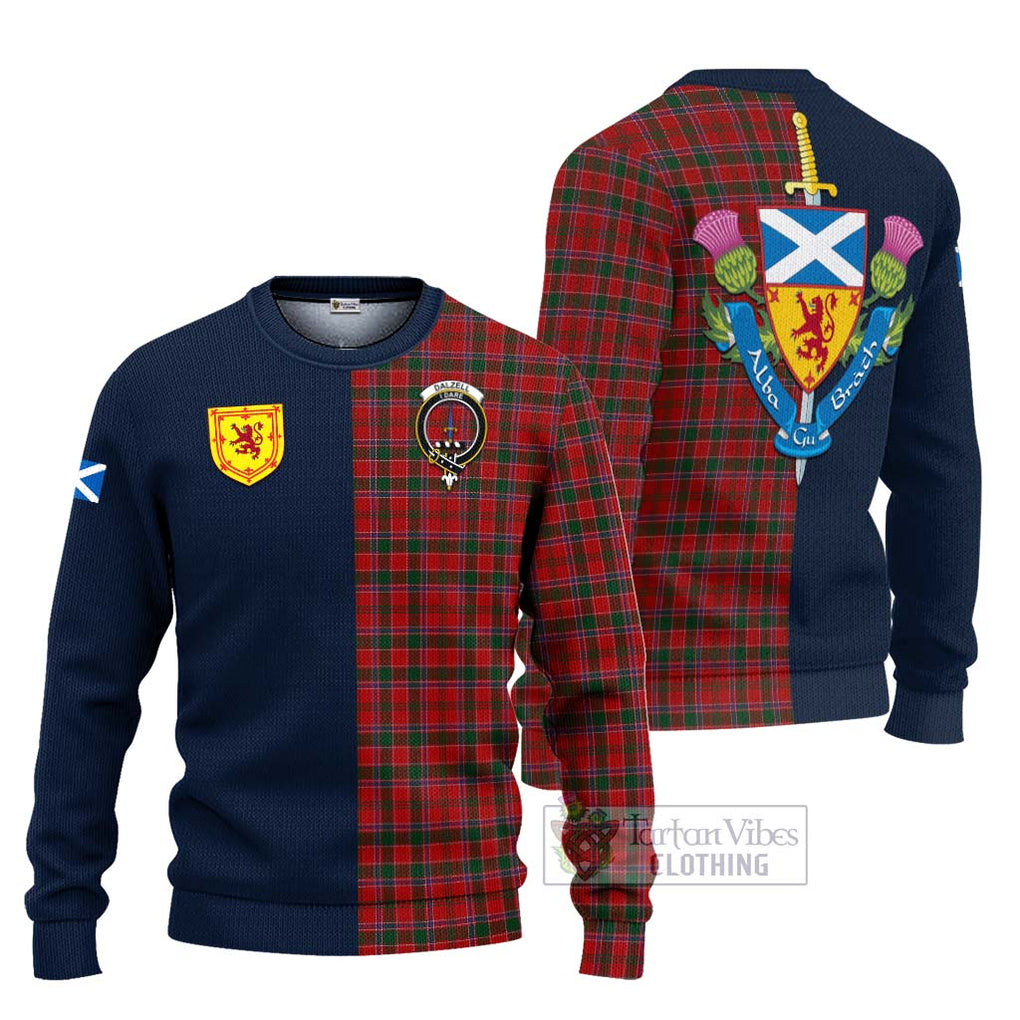 Dalzell (Dalziel) Tartan Ugly Sweater Alba with Scottish Lion Royal Arm Half Style Unisex - Tartan Vibes Clothing