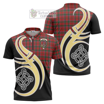 Dalzell (Dalziel) Tartan Zipper Polo Shirt with Family Crest and Celtic Symbol Style Unisex - Tartan Vibes Clothing