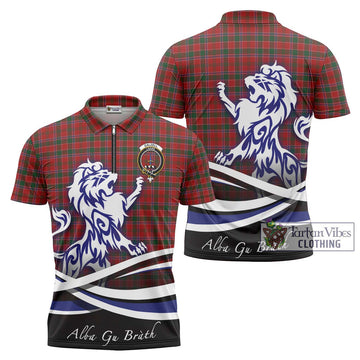 Dalzell (Dalziel) Tartan Zipper Polo Shirt with Alba Gu Brath Regal Lion Emblem Unisex - Tartan Vibes Clothing