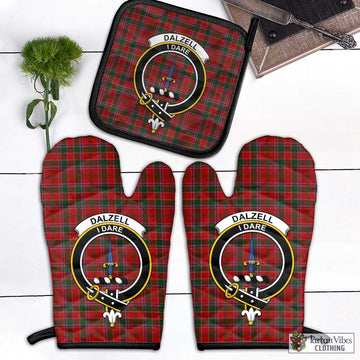 Dalzell (Dalziel) Tartan Combo Oven Mitt & Pot-Holder with Family Crest - Tartan Vibes Clothing