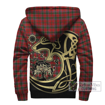 Dalzell (Dalziel) Tartan Sherpa Hoodie with Family Crest Celtic Wolf Style - Tartan Vibes Clothing
