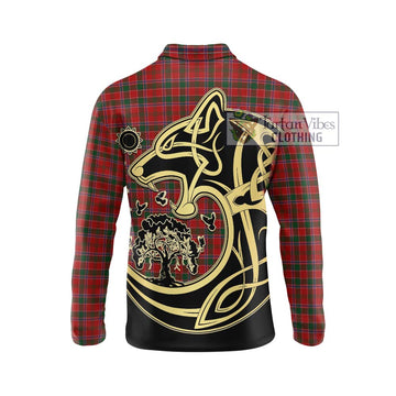 Dalzell (Dalziel) Tartan Long Sleeve Polo Shirt with Family Crest Celtic Wolf Style - Tartan Vibes Clothing