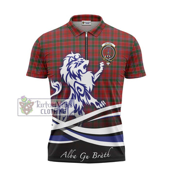 Dalzell (Dalziel) Tartan Zipper Polo Shirt with Alba Gu Brath Regal Lion Emblem - Tartan Vibes Clothing