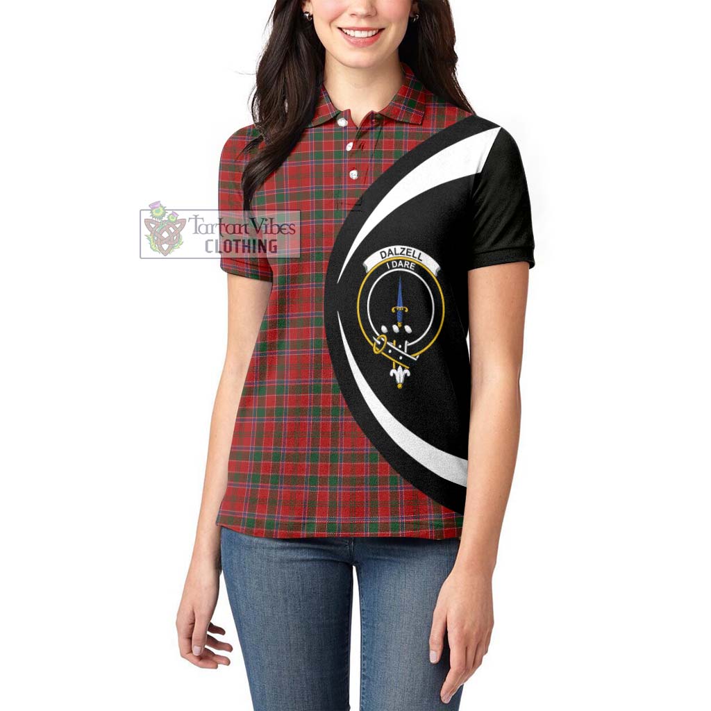 Dalzell (Dalziel) Tartan Women's Polo Shirt with Family Crest Circle Style - Tartan Vibes Clothing