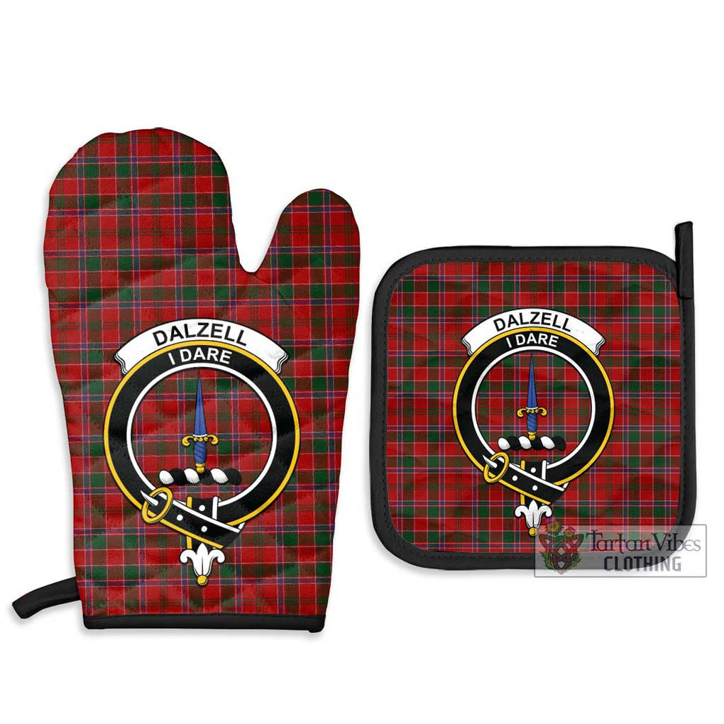 Dalzell (Dalziel) Tartan Combo Oven Mitt & Pot-Holder with Family Crest - Tartan Vibes Clothing