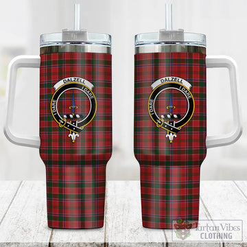 Dalzell (Dalziel) Tartan Tumbler with Handle with Family Crest One Size 40 OZ - Tartan Vibes Clothing