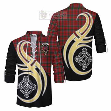Dalzell (Dalziel) Tartan Ghillie Kilt Shirt with Family Crest and Celtic Symbol Style Men - Tartan Vibes Clothing