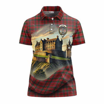 Dalzell (Dalziel) Tartan Family Crest Women's Polo Shirt with Scottish Ancient Castle Style Women - Tartan Vibes Clothing