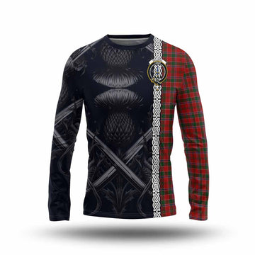 Dalzell (Dalziel) Tartan Long Sleeve T-Shirt with Family Crest Cross Sword Thistle Celtic Vibes Unisex - Tartan Vibes Clothing