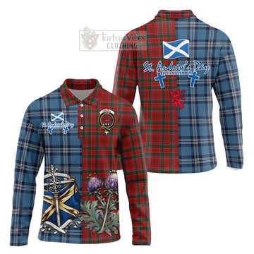 Dalzell (Dalziel) Tartan Long Sleeve Polo Shirt Happy St. Andrew's Day Half Tartan Style Unisex - Tartan Vibes Clothing