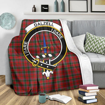 Dalzell Tartan Blanket with Family Crest
