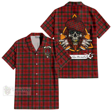 Dalzell (Dalziel) Tartan Hawaiian Shirt with Family Crest and Bearded Skull Holding Bottles of Whiskey Kid - Tartan Vibes Clothing