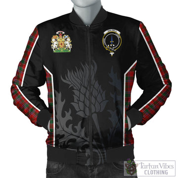 Tartan Vibes Clothing Dalzell (Dalziel) Tartan Bomber Jacket with Family Crest and Scottish Thistle Vibes Sport Style