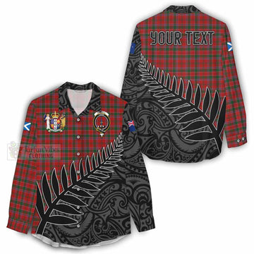 Dalzell (Dalziel) Crest Tartan Women's Casual Shirt with New Zealand Silver Fern Half Style - Tartan Vibes Clothing