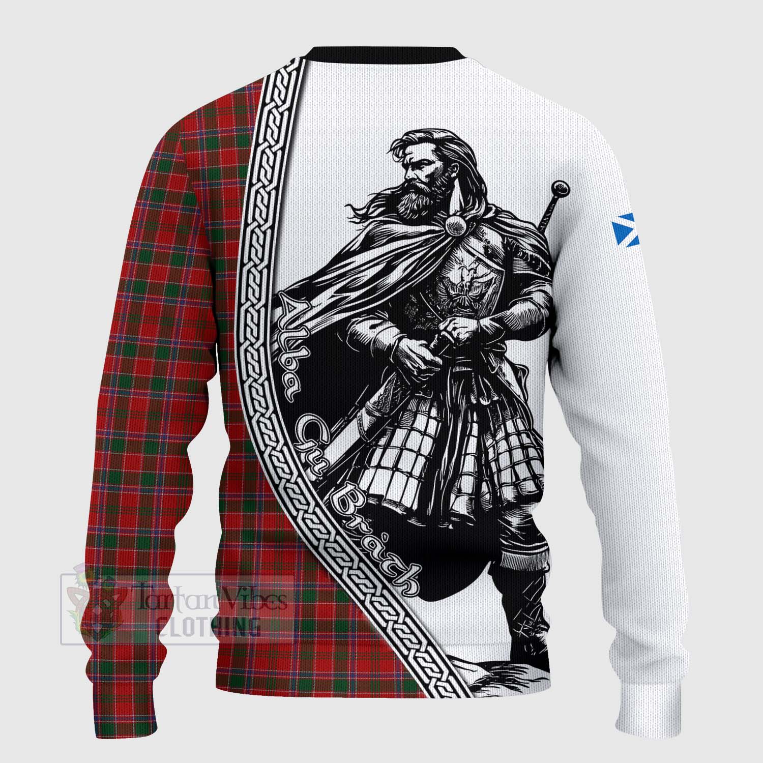 Dalzell (Dalziel) Tartan Clan Crest Knitted Sweater with Highlander Warrior Celtic Style - Tartan Vibes Clothing
