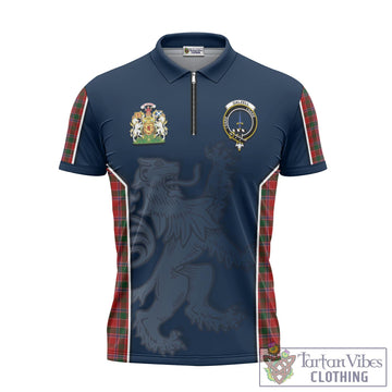 Dalzell (Dalziel) Tartan Zipper Polo Shirt with Family Crest and Lion Rampant Vibes Sport Style - Tartan Vibes Clothing