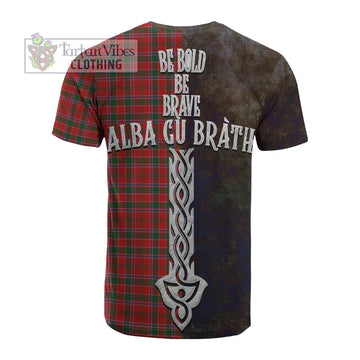 Tartan Vibes Clothing Dalzell (Dalziel) Tartan Family Crest Cotton T-shirt Alba Gu Brath Be Brave Lion Ancient Style