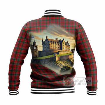 Dalzell (Dalziel) Tartan Family Crest Baseball Jacket with Scottish Ancient Castle Style - Tartan Vibes Clothing
