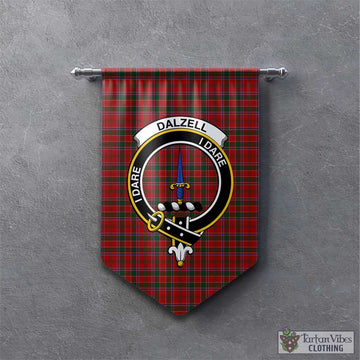 Dalzell (Dalziel) Tartan Gonfalon, Tartan Banner with Family Crest - Tartan Vibes Clothing