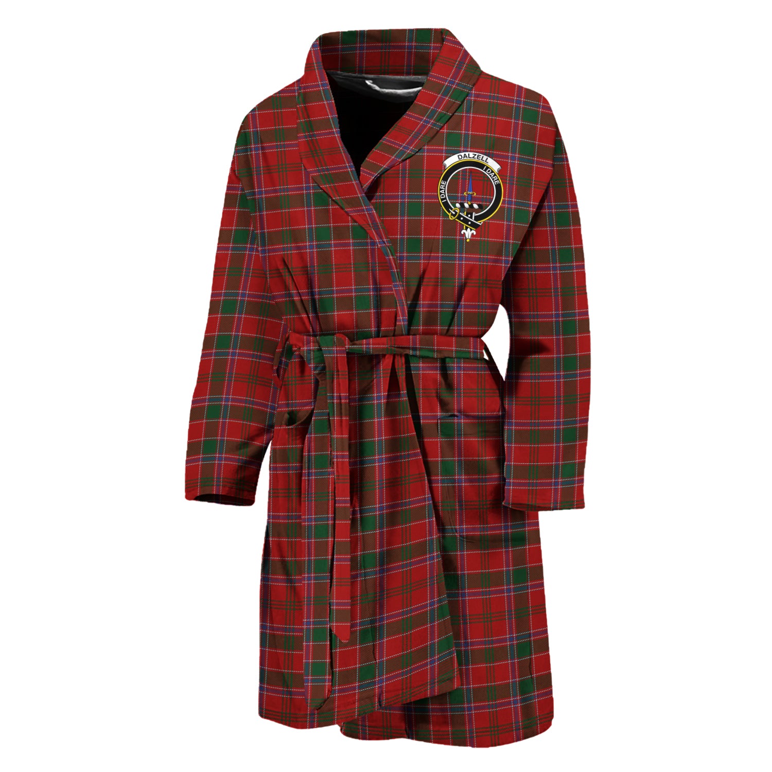 Dalzell (Dalziel) Tartan Bathrobe with Family Crest Unisex M - Tartan Vibes Clothing