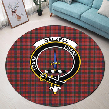 Dalzell (Dalziel) Tartan Round Rug with Family Crest - Tartan Vibes Clothing