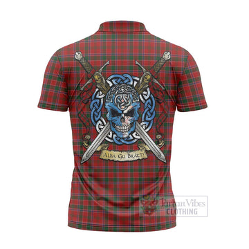 Dalzell (Dalziel) Tartan Zipper Polo Shirt with Family Crest Celtic Skull Style - Tartan Vibes Clothing