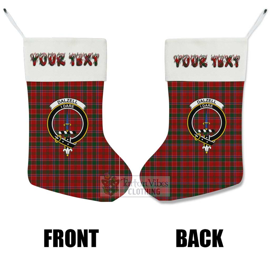 Dalzell (Dalziel) Tartan Family Crest Christmas Stocking with Personalized Text - Tartan Vibes Clothing