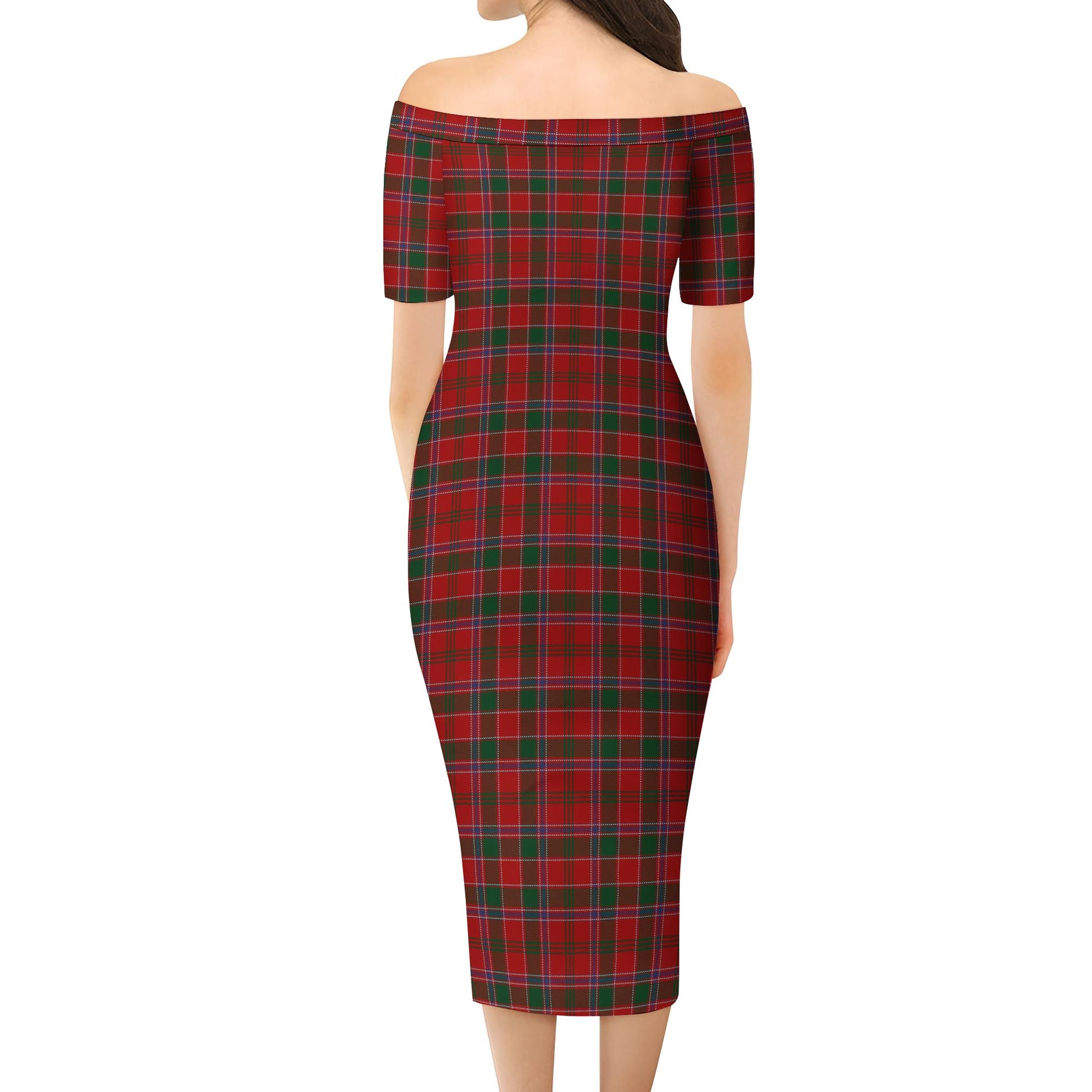 Dalzell (Dalziel) Tartan Off Shoulder Lady Dress - Tartan Vibes Clothing