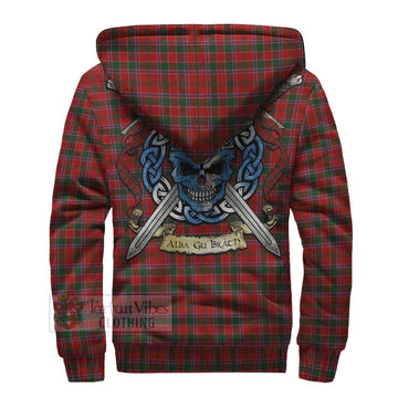 Dalzell (Dalziel) Tartan Sherpa Hoodie with Family Crest Celtic Skull Style - Tartan Vibes Clothing