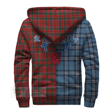 Dalzell (Dalziel) Tartan Sherpa Hoodie Happy St. Andrew's Day Half Tartan Style - Tartan Vibes Clothing