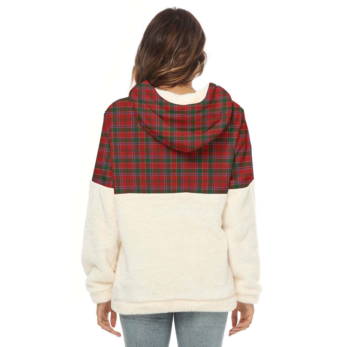 Dalzell (Dalziel) Tartan Women's Borg Fleece Hoodie With Half Zip - Tartan Vibes Clothing