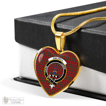 Dalzell (Dalziel) Tartan Heart Necklace with Family Crest - Tartan Vibes Clothing