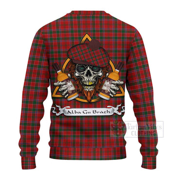 Dalzell (Dalziel) Tartan Ugly Sweater with Family Crest and Bearded Skull Holding Bottles of Whiskey - Tartan Vibes Clothing