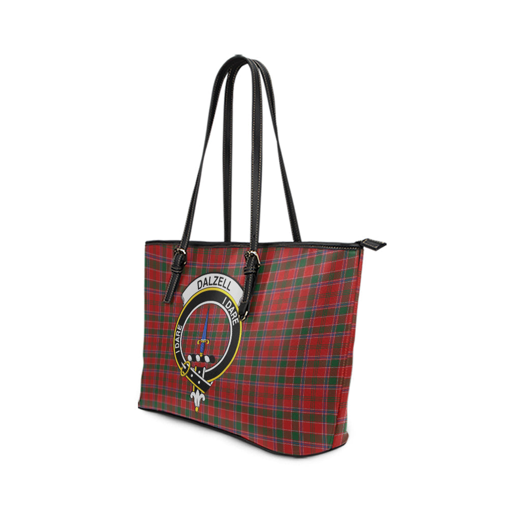 Dalzell (Dalziel) Tartan Leather Tote Bag with Family Crest - Tartan Vibes Clothing