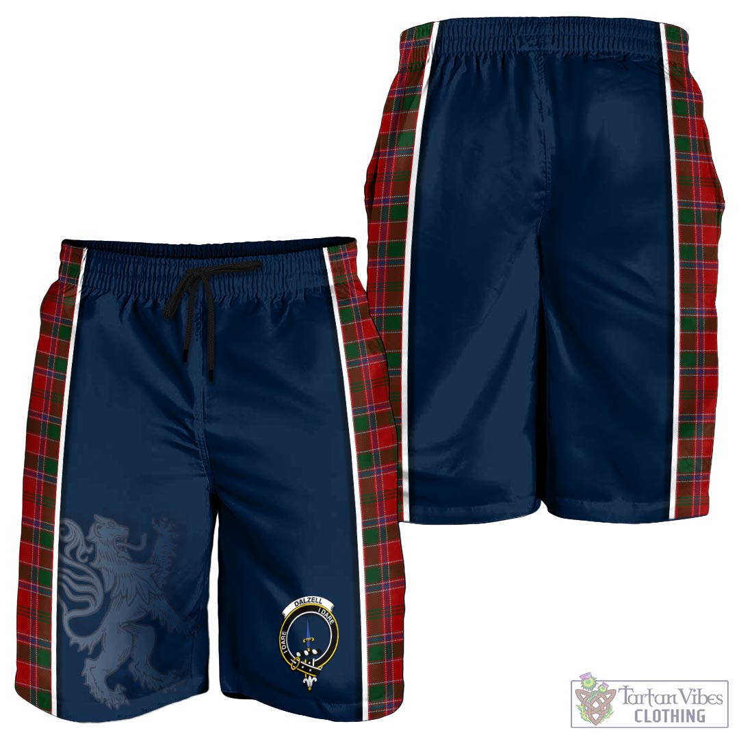 Tartan Vibes Clothing Dalzell (Dalziel) Tartan Men's Shorts with Family Crest and Lion Rampant Vibes Sport Style