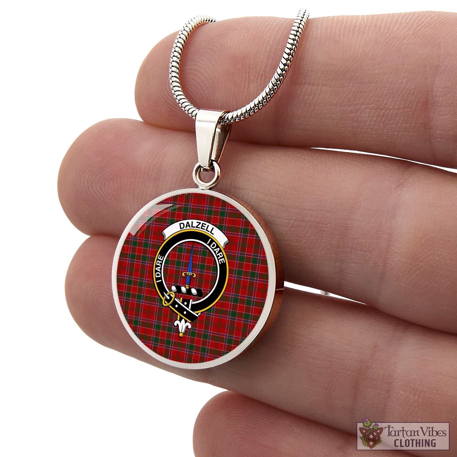 Dalzell (Dalziel) Tartan Circle Necklace with Family Crest - Tartan Vibes Clothing