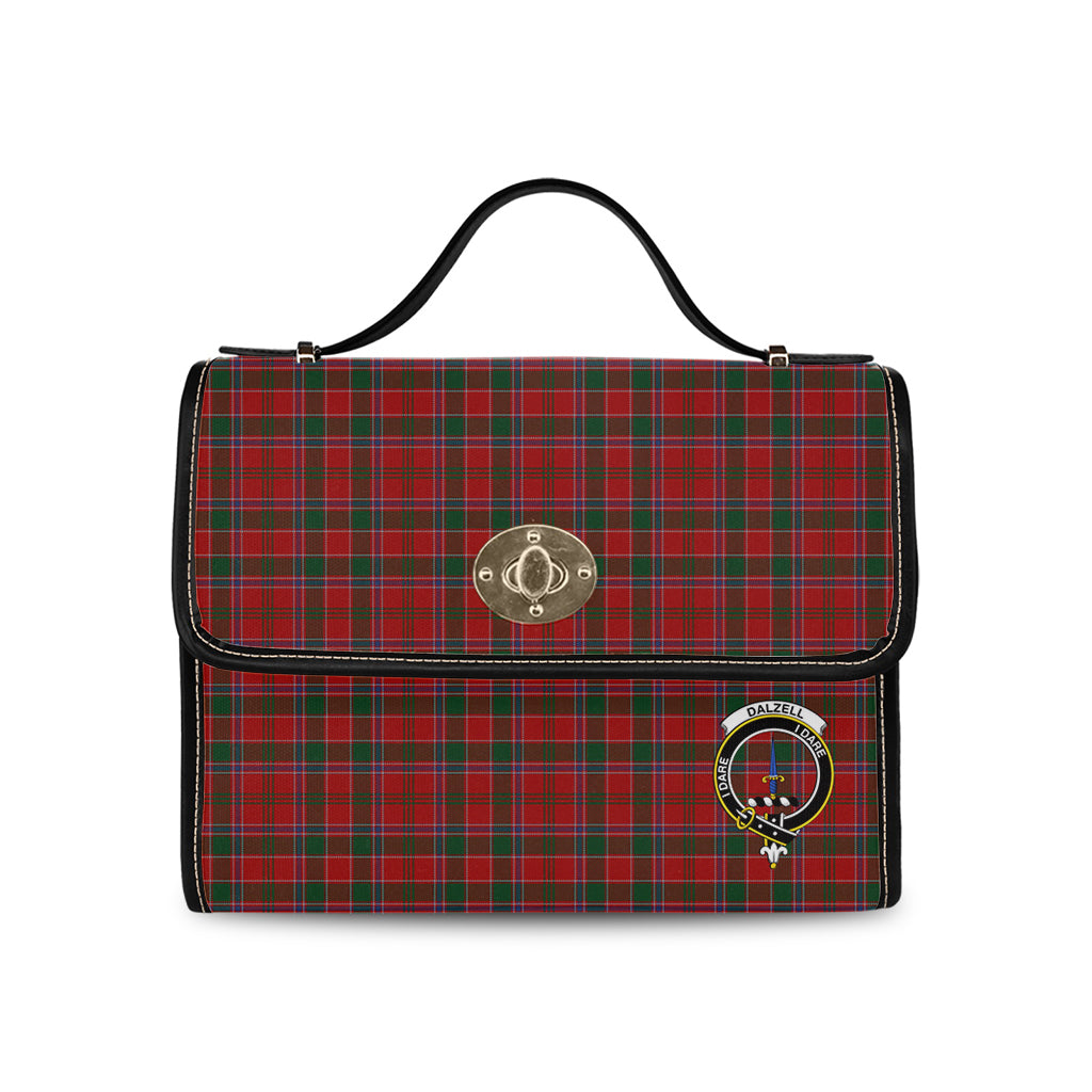 dalzell-dalziel-tartan-leather-strap-waterproof-canvas-bag-with-family-crest