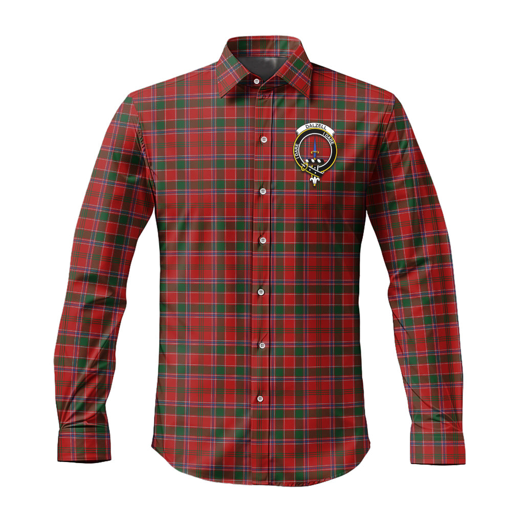Dalzell (Dalziel) Tartan Long Sleeve Button Up Shirt with Family Crest Men's Shirt - Tartan Vibes Clothing