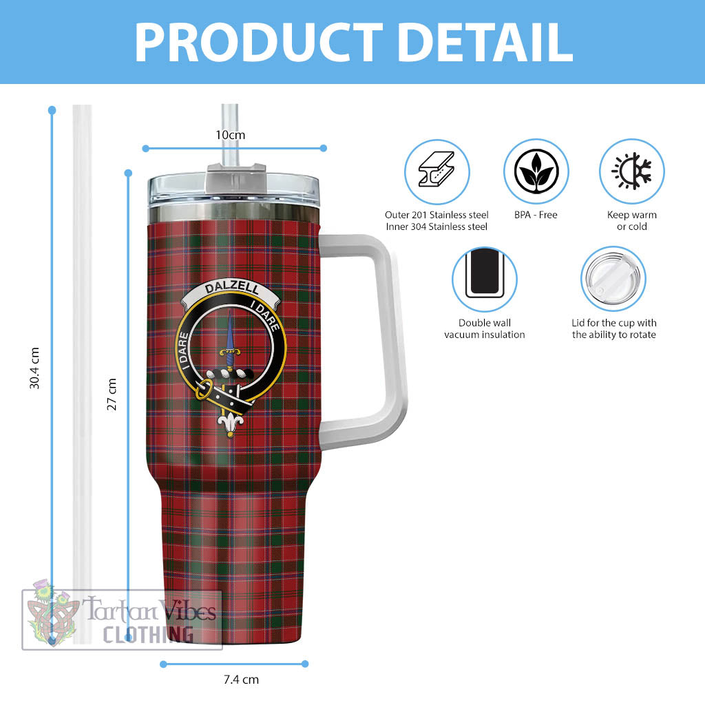 Dalzell (Dalziel) Tartan Tumbler with Handle with Family Crest - Tartan Vibes Clothing