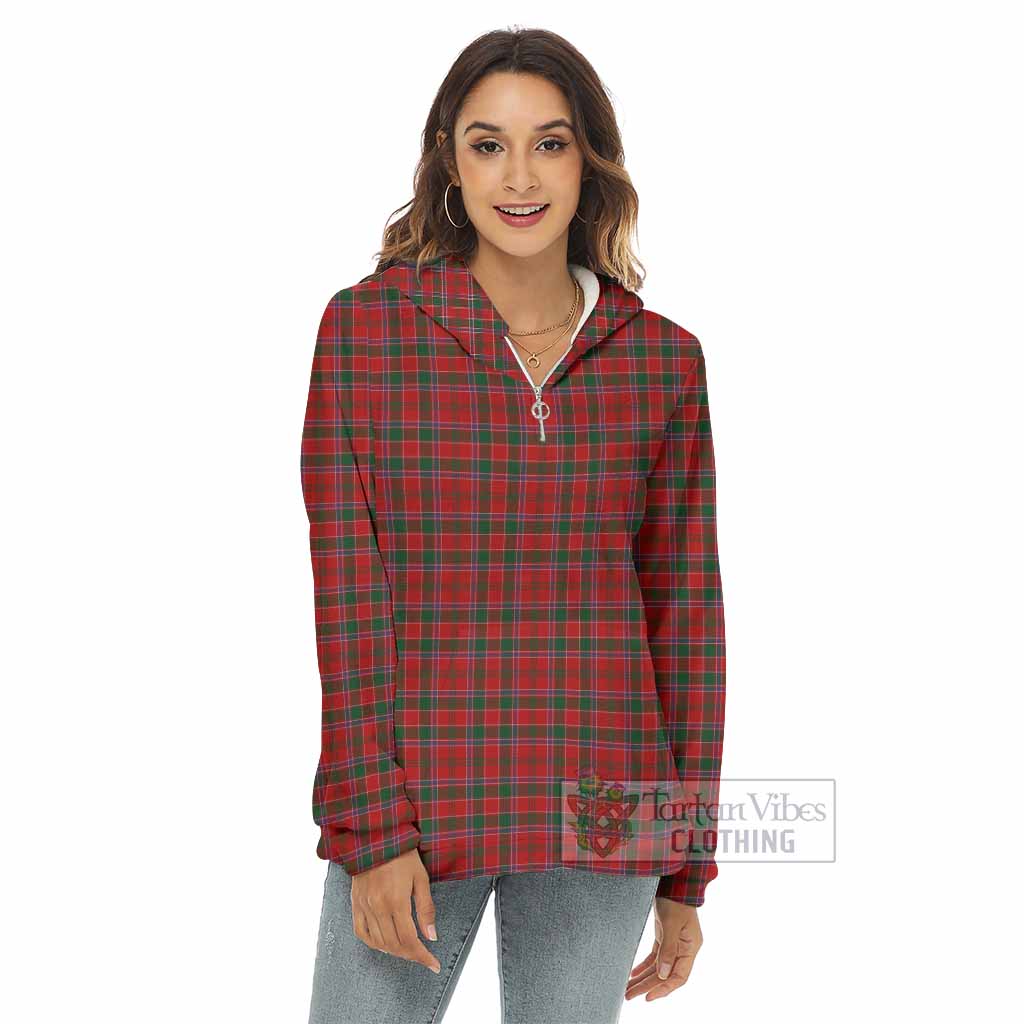 Dalzell (Dalziel) Tartan Women's Borg Fleece Hoodie with Half Zip - Tartan Vibes Clothing