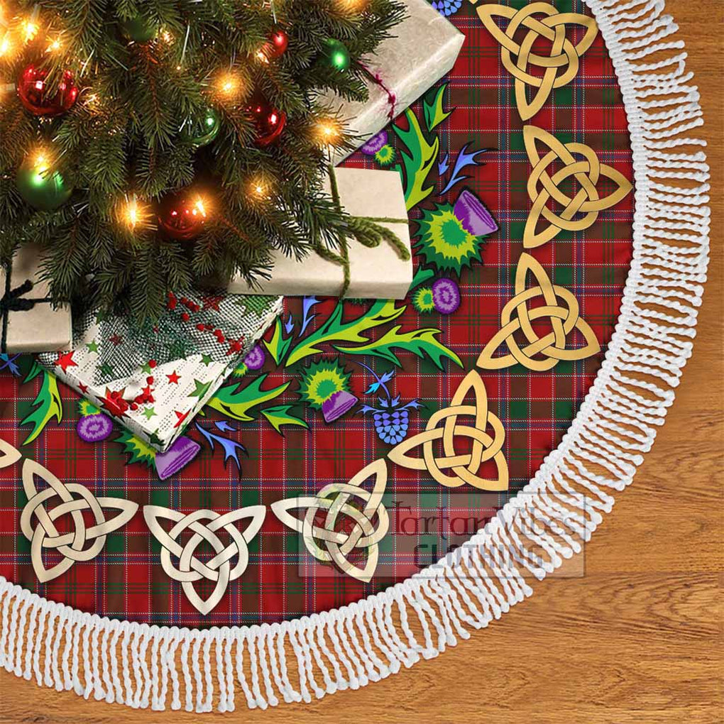 Dalzell (Dalziel) Tartan Christmas Tree Skirt with Thistle Celtic Knot Style - Tartan Vibes Clothing
