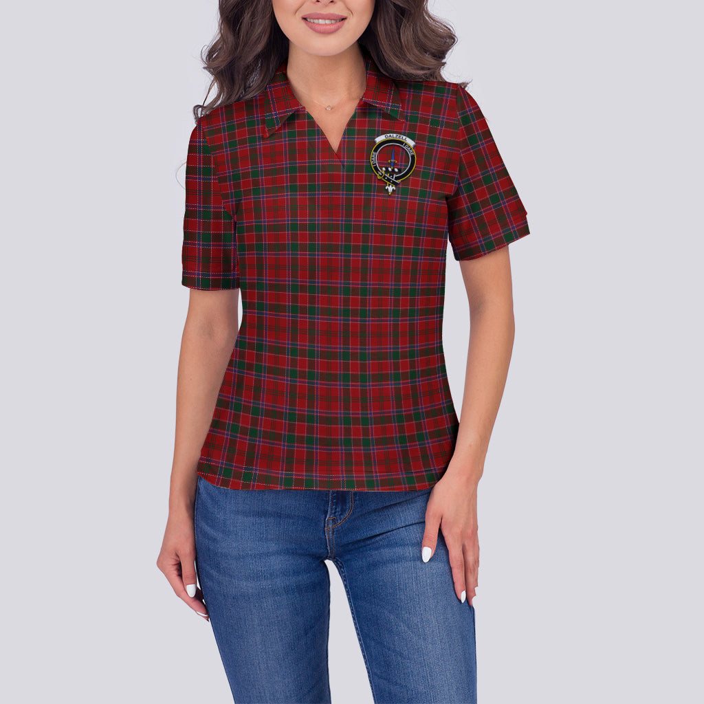 dalzell-dalziel-tartan-polo-shirt-with-family-crest-for-women