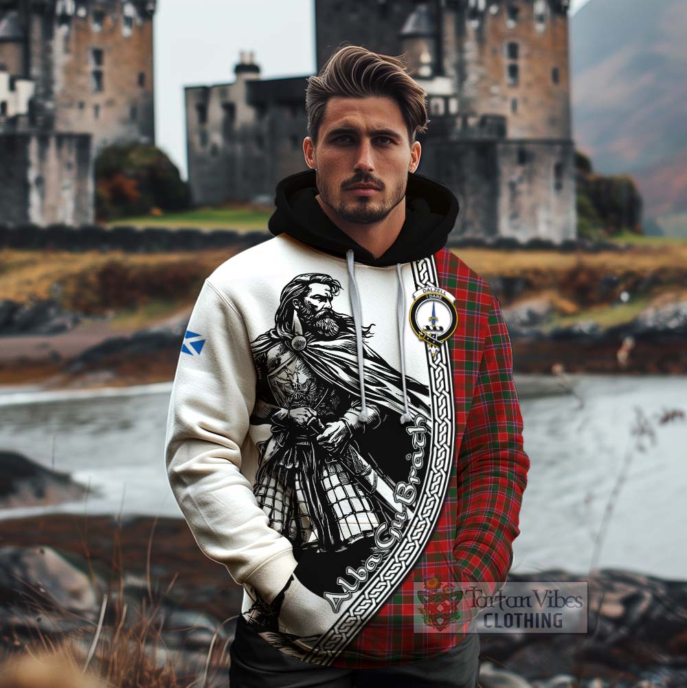 Dalzell (Dalziel) Tartan Clan Crest Cotton Hoodie with Highlander Warrior Celtic Style - Tartan Vibes Clothing